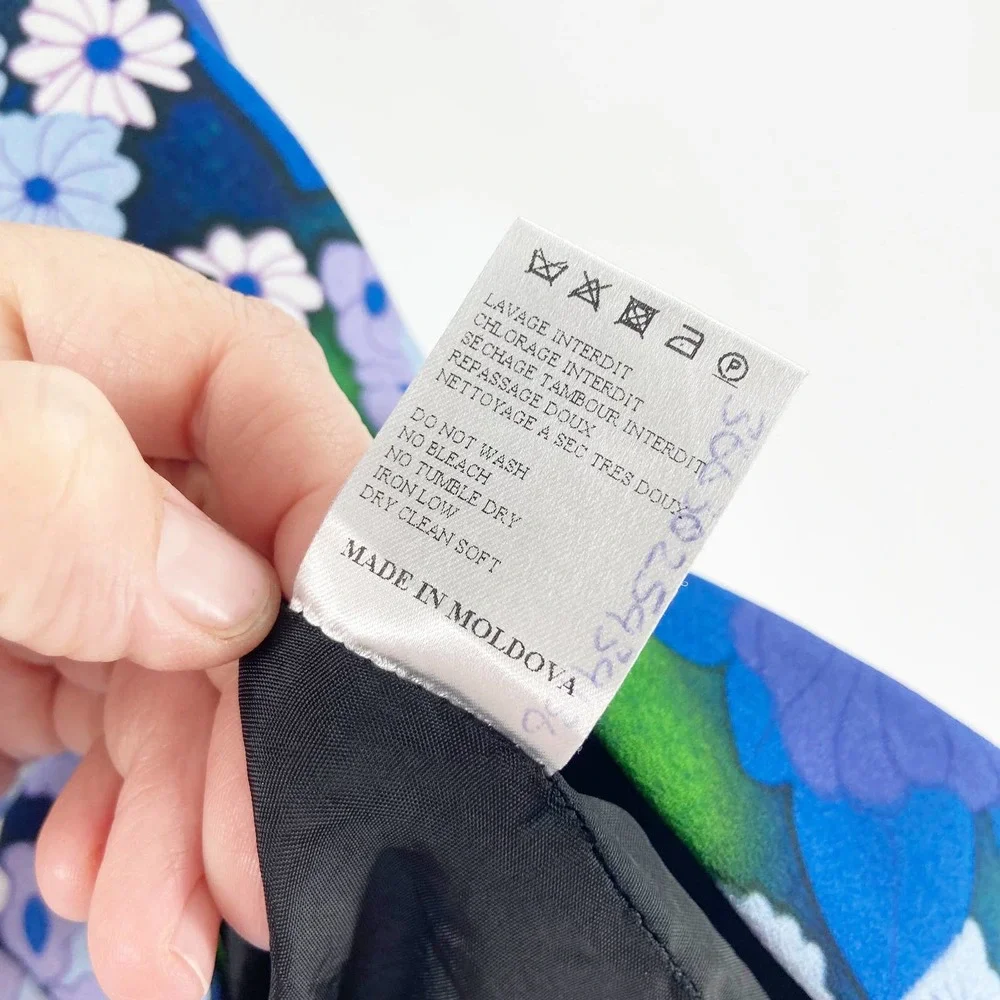 Carven Blue and Green Cady Floral Printed Mini Skirt - Picture 9 of 10